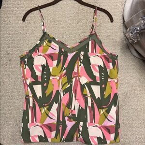 Nine West Pink and Green Abstract Camisole
